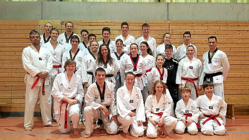 Mit mehr als 30  Sportlern nahm der Taekwondoverein  Althengstett an einem Dan-Vorbereitungslehrgang in Karlsruhe teil und stellte damit die größte Gruppe.  Foto: Burger Foto: Schwarzwälder-Bote