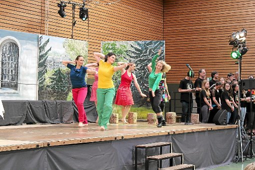 Ein farbenfrohes Musical zu Pater Josef Kentenich begeistert die Besucher in der Breitwiesenhalle. Foto: Jethon Foto: Schwarzwälder-Bote