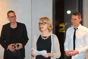 Uwe Frank, Birgit Labus und Ralf Wehrle bei der Vernissage in der Galerie. Foto: Hettich-Marull Foto: Schwarzwälder-Bote