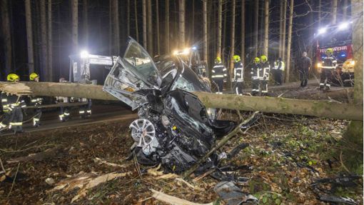 Die 27-jährige Autofahrerin überlebte den schweren Unfall. Foto: dpa/Daniel Scharinger