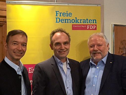 Sprachen bei der FDP in Nagold (von links): Pascal Kober, Lutz Hermann und   Herbert Müller. Foto: FDP Foto: Schwarzwälder-Bote
