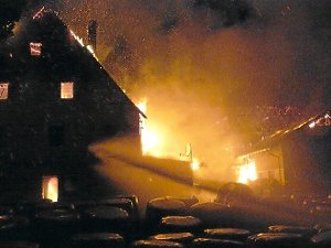 Vollständig niedergebrannt ist in der Nacht zum Samstag ein landwirtschaftliches Anwesen in Seewald-Hochdorf. Foto: Feuerwehr