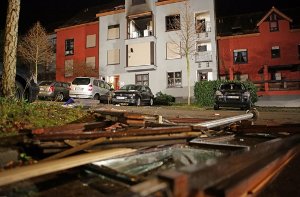 Bilder der Verwüstung in Karlsruhe nach der Explosion. Foto: dpa