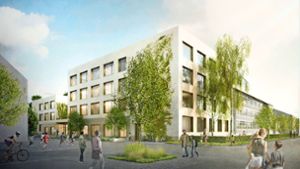 So soll die Zellerschule nach dem Um- und Neubau aussehen – gesehen von der Straßenecke Lange Straße/Unterm Wehr. Foto: H+O Architekten GmbH
