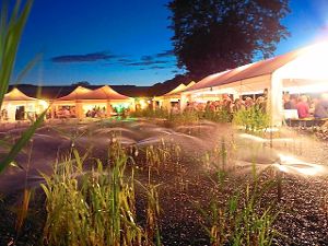 Für traumhaftes Ambiente sorgten beim Sommerfest im Naturbad Glatten beleuchtete Zelte.  Foto: Verein Naturerlebnisbad Foto: Schwarzwälder-Bote