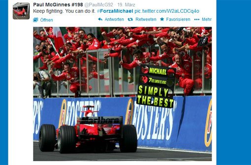Ferrari veröffentlichte seit dem 16. Januar jeden Tag Genesungswünsche. Foto: Twitter/Screenshot: SIR