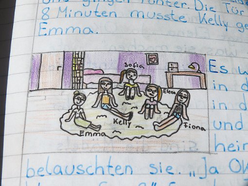 Eine Schülerin der 5c illustrierte, wie Mädchen einen Plan aushecken. Foto: GaH Foto: Schwarzwälder-Bote
