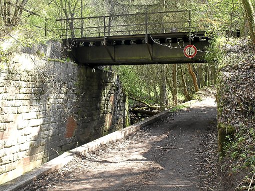 Zu den vorbereitenden Maßnahmen für die Sanierung der Tälesbach-Deponie gehört die Umlagerung der Bahnbrücke hinter der Fuchsklinge.  Foto: Hölle