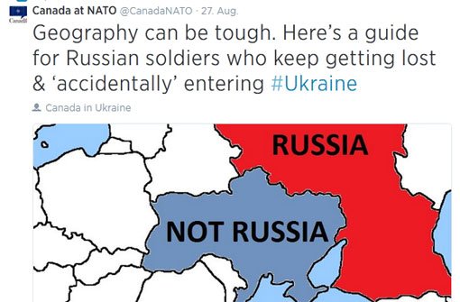 Russia und No Russia - Kanada gibt Russland Nachhilfe in Geographie. Foto: twitter.com/CanadaNATO