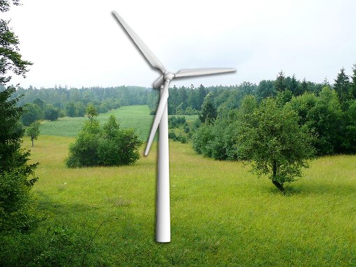 Eine eigene Windkraftanlage könnte Geislingen mit grünem Strom versorgen.   Foto: Schnurr/© oxygendesign021/Fotolia.com. Montage: Skoda