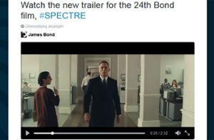 Der neue Bond Trailer von Spectre verspricht die gute alte Mischung aus Action, Spannung und hübschen Mädchen - und natürlich Daniel Craig als cooler 007. Foto: Screenshot Twitter
