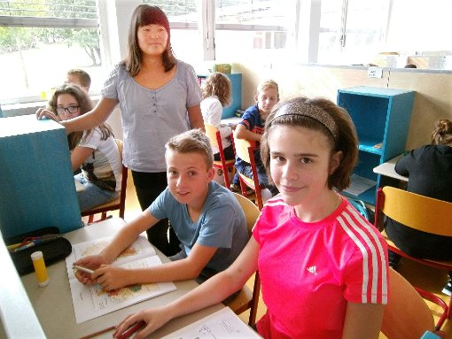 Die Schüler der Lernstufe 4 haben sich an ihren neuen Arbeitsplätzen in Rangendingen bereits eingerichtet. Foto: Maute Foto: Schwarzwälder-Bote