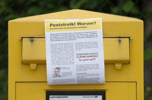 Der Poststreik in Baden-Württemberg geht in die dritte Woche. Foto: dpa-Zentralbild
