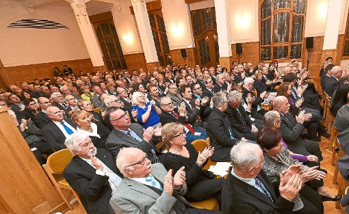 Applaus für offene Worte: Publikum beim CDU-Neujahrsempfang im VVP-Festsaal in Rottweil nach der Rede von Entwicklungsminister Müller. Foto: Kienzler