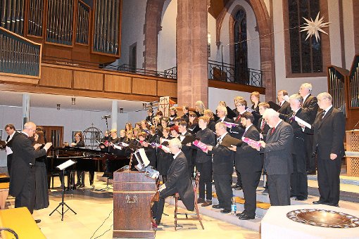 Das Zwerenberger Vokalensemble beim Auftritt   in der Stadtkirche   Nagold. Foto: Faust Foto: Schwarzwälder-Bote