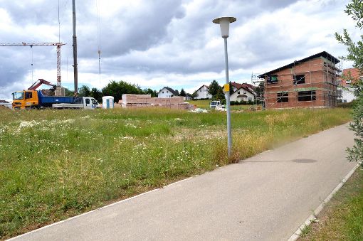 Zwei Sechsfamilenhäuser werden in der Chemnitzer Straße gebaut. Die Zufahrt soll über den Rad- und Fußweg Kühnlesgrund (Bildmitte) erfolgen.  Foto: psw Foto: Schwarzwälder-Bote