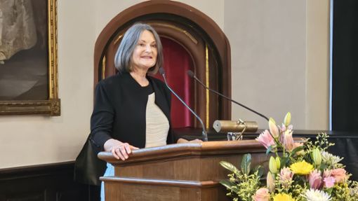 Regierungspräsidentin Bärbel Schäfer spricht bei ihrer Abschieds-Veranstaltung Foto: Stefanie Salzer-Deckert