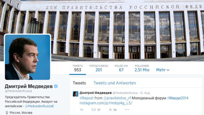 Medwedews Twitter-Account gehackt