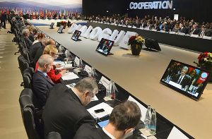 Die Jahreskonferenz der Organisation für Sicherheit und Zusammenarbeit in Europa (OSZE) in Basel. Foto: dpa