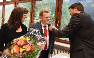 Ralph Zimmermann (Mitte) ist zum neuen Bürgermeister von Horb gewählt worden. Foto: Hopp