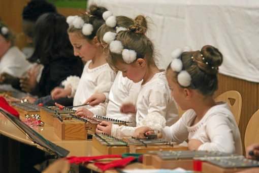 Beim musikalischen Weihnachtsmärchen Der Schneemann sind die Schüler hochkonzentriert bei der Sache. Foto: Remisch Foto: Schwarzwälder-Bote