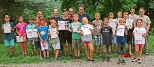 Die Kinder und Betreuer vom Dettinger Schützenverein hatten richtig Spaß beim zweiten Shooty Cup im Rahmen des Horber Sommerferienprogramms. Foto: Henger Foto: Schwarzwälder-Bote