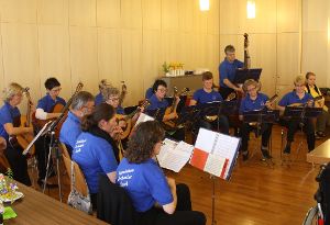 Das Mandolinenorchester unterhält die Bewohner und Gäste im Spitteltreff.    Foto: Andreae Foto: Schwarzwälder-Bote