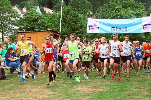 Beim Start geht’s um die beste  Ausgangsposition: 120 Läuferinnen und Läufer  haben beim 11.  Bad Herrenalber Stadtlauf  die 10-Kilometer-Strecke in Angriff genommen.  Foto: Helbig Foto: Schwarzwälder-Bote