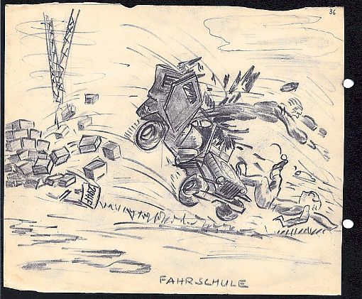 Zeichnungen wie diese karikieren den Lageralltag aus der Perspektive deutscher Kriegsgefangener. Foto: Museum Foto: Schwarzwälder-Bote