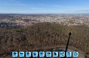 Mit dem 360-Grad-Panorama kann man die Aussicht vom Stuttgarter Fernsehturm genießen. Foto: Screenshot red