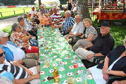 Das Familienfest zum Jubiläum der Alten Herren der DJK ließ sich am besten im Schatten der alten Bäume auf dem Friedengrund feiern.  Foto: Heinig Foto: Schwarzwälder-Bote