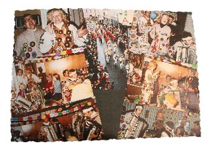Diese Collage, die Renate Moos von Freunden geschenkt bekommen hat, zeigt ihre  allererste Narrenstube 1978. Oben links sind die Gastgeberin und ihr Mann zu sehen. Foto: Schwarzwälder-Bote