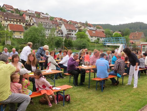 Zahlreiche Gäste feiern das Jubiläum des Freibades Schwimmi in Vöhrenbach. Foto: Larhzal Foto: Schwarzwälder-Bote