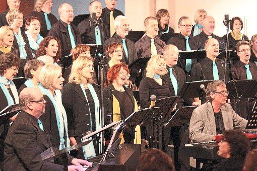 Die Sänger des Gospelchors gaben gemeinsam mit den Instrumentalisten ein beeindruckendes Konzert in Ebhausen. Foto: Geisel Foto: Schwarzwälder-Bote