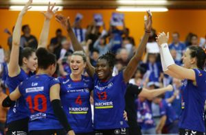 Jubeln die Stuttgarter Volleyballerinnen auch in der Finalserie um die Meisterschaft gegen den SC Potsdam? Foto: Baumann