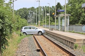 Aufregung in Allmendshofen: Hier fuhr ein Auto durchs Gebüsch – direkt auf die Bahngleise. Foto: Daniel Vedder