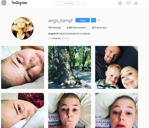 Angela Wehrmann begleitete ihre Krankheit mit einer Instagram-Seite. Foto: Screenshot Instagram