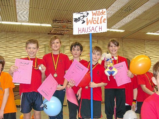Die Wilden Wölfe aus Hausach sicherten sich in der Altersklasse unter zwölf Jahren den ersten Platz bei der Kinderolympiade in Haslach. Foto: Hättich Foto: Schwarzwälder-Bote