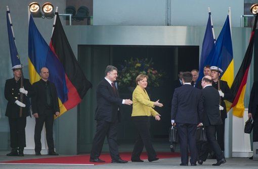 Angela Merkel empfängt Petro Poroschenko.  Foto: dpa