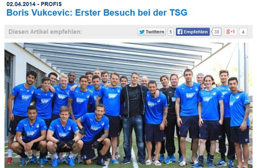 Gruppenfoto der TSG Hoffenheim mit einem strahlenden Boris Vukcevic. An ein Comeback ist aber derzeit noch nicht zu denken. Foto: TSG Hoffenheim/Screenshot SIR