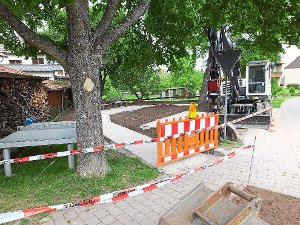 Die Neugestaltung des Dorfplatzes in Oberkollbach wird sichtbar. Foto: Stocker Foto: Schwarzwälder-Bote