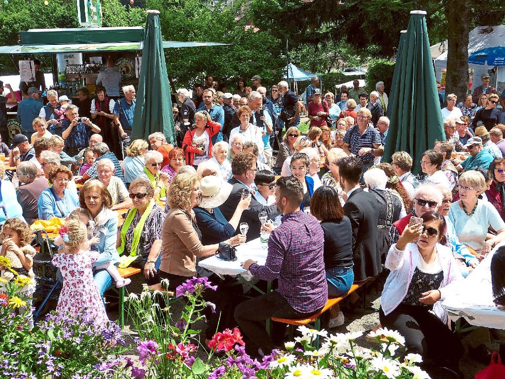 Schon zur Eröffnung des Heidelbeerfestes in Enzklösterle am Samstagnachmittag hatten sich zahlreiche Gäste eingefunden.