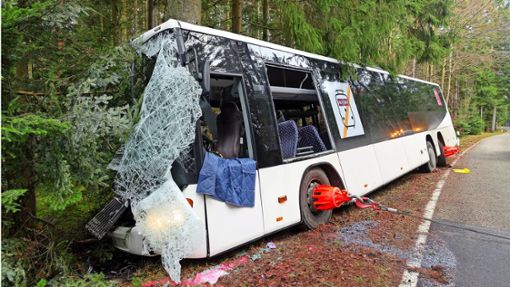 Bei dem Busunfall verletzte sich der Fahrer schwer. Foto: Niklas Ortmann