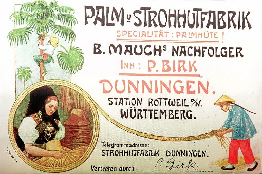Werbetafel der Stroh- und Palmhutfabrik B. Mauch’s Nachfolger aus dem Museum im Rathaus. Foto: Museum Foto: Schwarzwälder-Bote