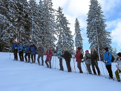 Die Haiterbacher Wanderer mit Schneeschuhen Foto: SWB Foto: Schwarzwälder-Bote