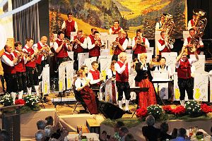 Dass sie auch die traditionelle Blasmusik gerne pflegt, zeigte die Musikkapelle zusammen mit Hans und Inge Dannecker. Foto: Schwarzwälder-Bote