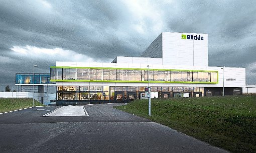 So wird sich nach der Fertigstellung das neue Hochregallager der Firma Blickle präsentieren. Visualisierung: Schmelzle + Partner Foto: Schwarzwälder-Bote