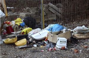 Müll an der Haldenstraße, ... Foto: Peter Mielert