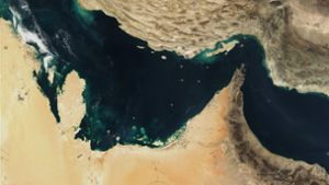 Der Persische Golf, die Straße von Hormus und der Golf von Oman in einer, von der NASA zur Verfügung gestellten, Satellitenaufnahme. Foto: -/The Visible Earth/NASA/dpa