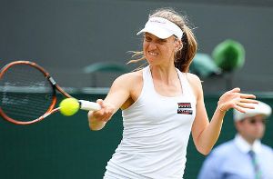 Mona Barthel verlor klar mit 2:6, 0:6 gegen die frühere Wimbledon-Siegerin Petra Kvitova. Foto: dpa